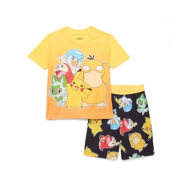 Pokémon & Transformers Graphic Print Tee & Shorts Sleep 2, 2-Piece Sets Size XS - Picture 6 of 7